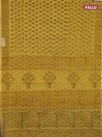 Kota doria saree yellow with allover butta prints and printed border