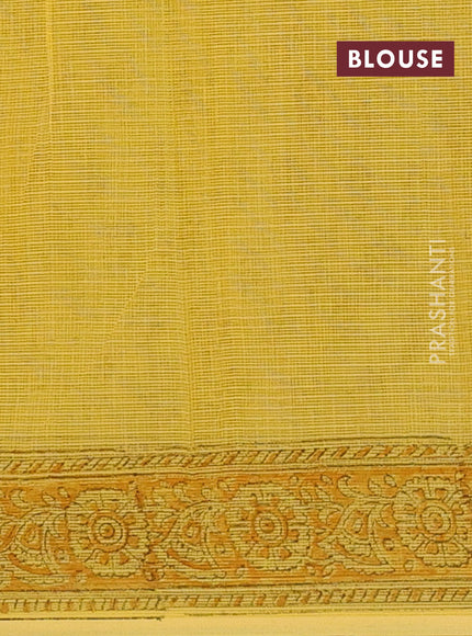 Kota doria saree yellow with allover butta prints and printed border