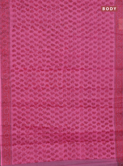 Kota doria saree pink with allover butta prints and printed border