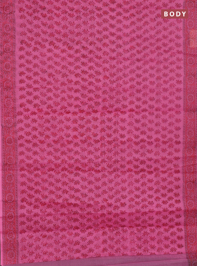 Kota doria saree pink with allover butta prints and printed border