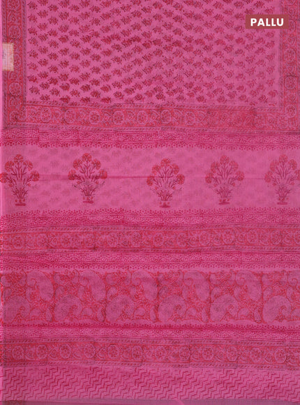 Kota doria saree pink with allover butta prints and printed border