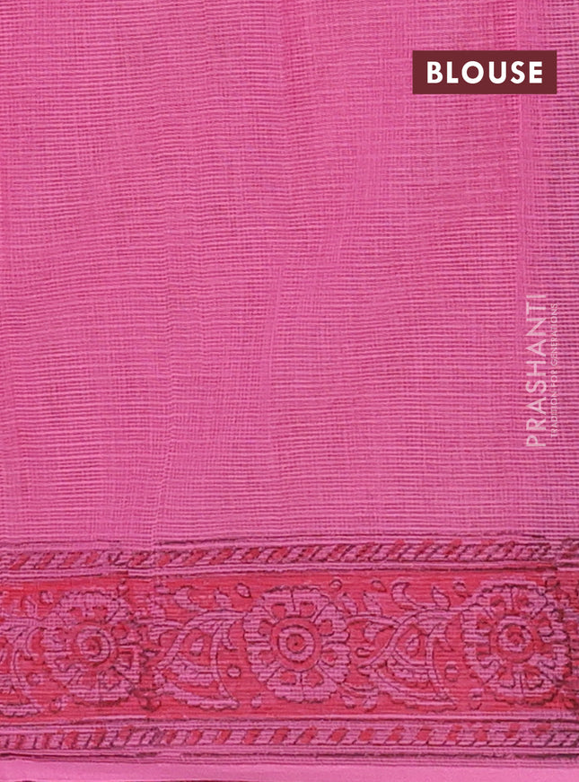 Kota doria saree pink with allover butta prints and printed border