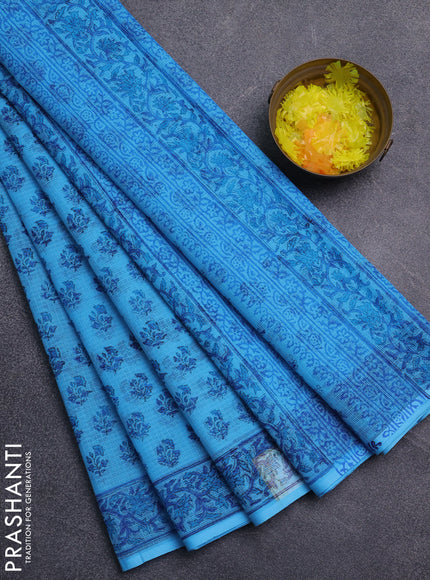 Kota doria saree cs blue with allover butta prints and printed border