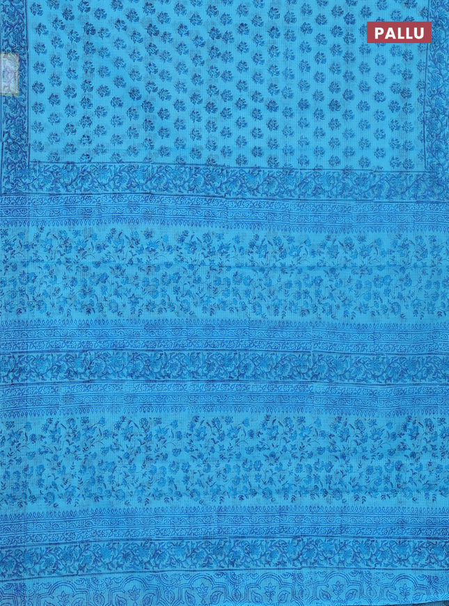 Kota doria saree cs blue with allover butta prints and printed border