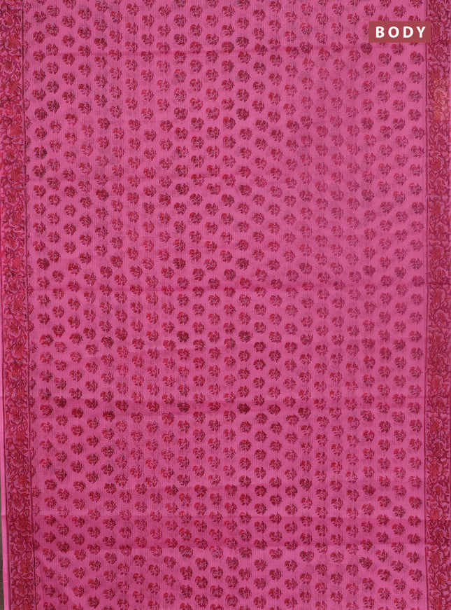 Kota doria saree pink with allover butta prints and printed border