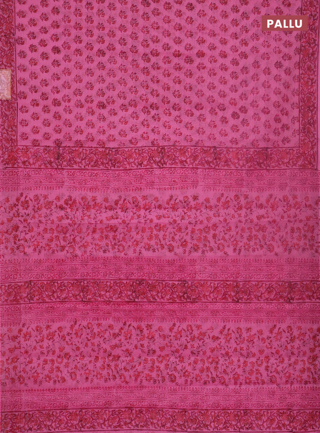 Kota doria saree pink with allover butta prints and printed border