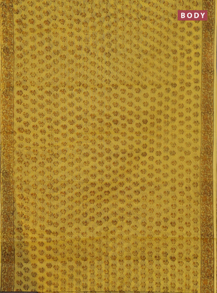 Kota doria saree yellow with allover butta prints and printed border