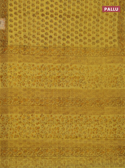 Kota doria saree yellow with allover butta prints and printed border