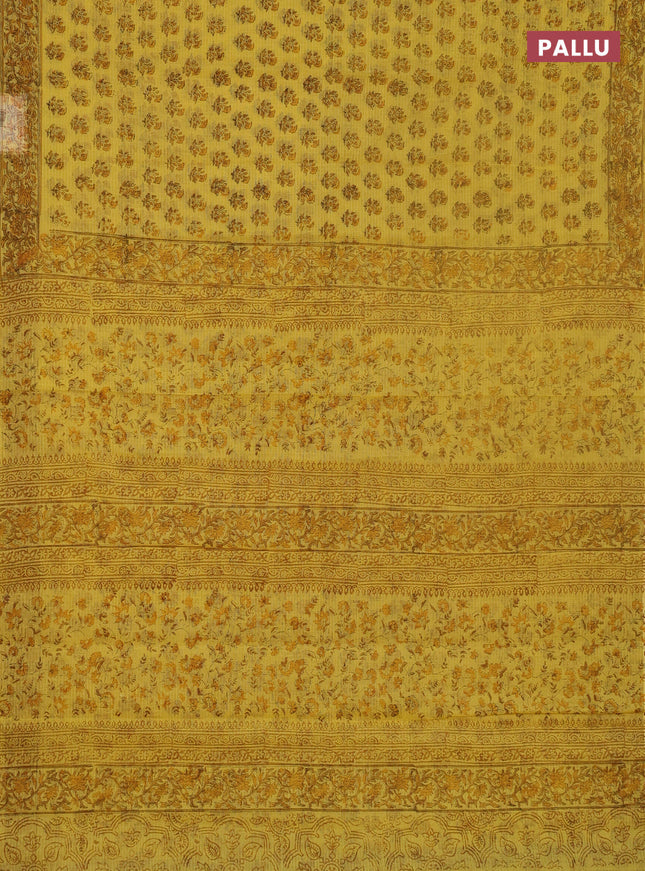 Kota doria saree yellow with allover butta prints and printed border