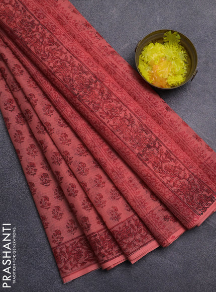 Kota doria saree peach shade with allover butta prints and printed border