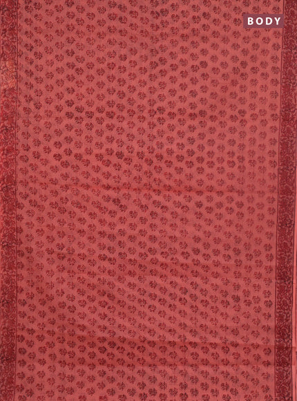 Kota doria saree peach shade with allover butta prints and printed border