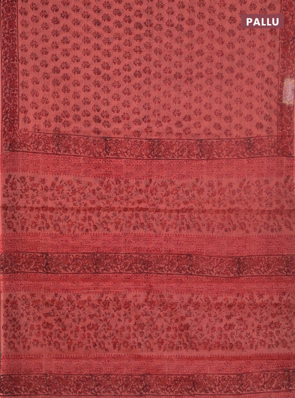 Kota doria saree peach shade with allover butta prints and printed border