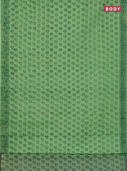 Kota doria saree light green with allover butta prints and printed border