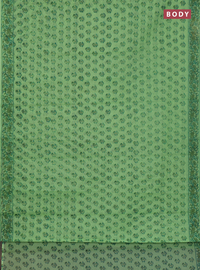 Kota doria saree light green with allover butta prints and printed border