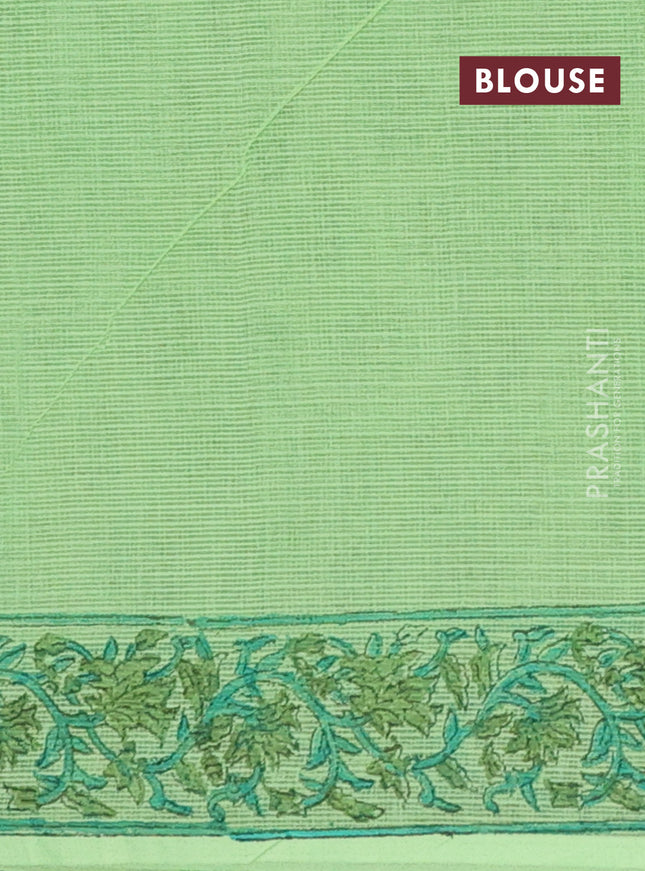 Kota doria saree light green with allover butta prints and printed border