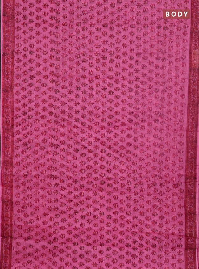 Kota doria saree pink with allover butta prints and printed border