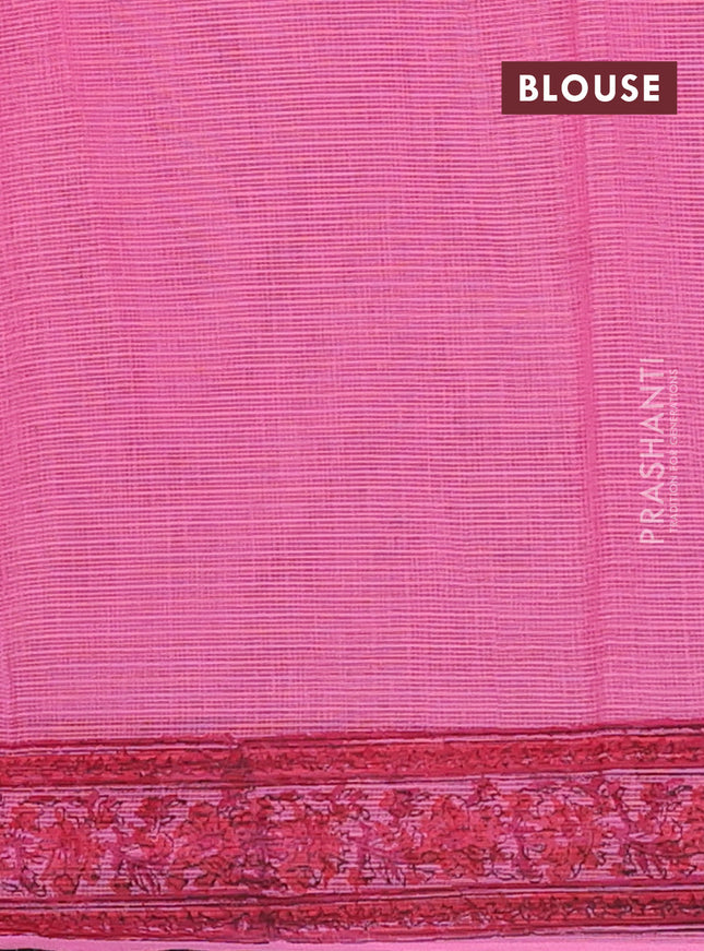 Kota doria saree pink with allover butta prints and printed border