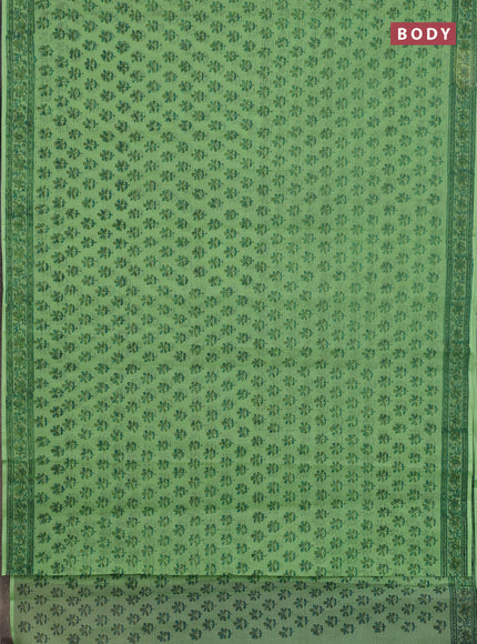 Kota doria saree green with allover butta prints and printed border