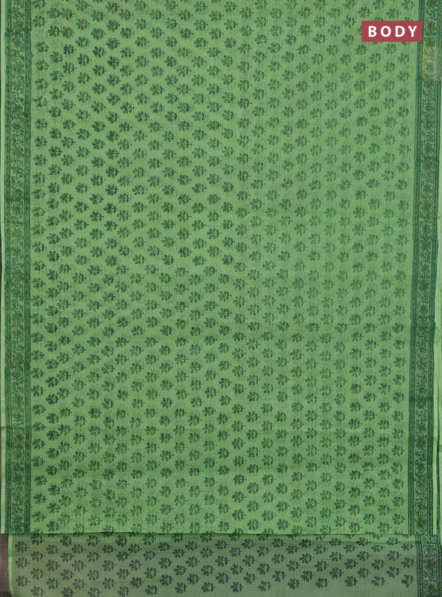 Kota doria saree green with allover butta prints and printed border