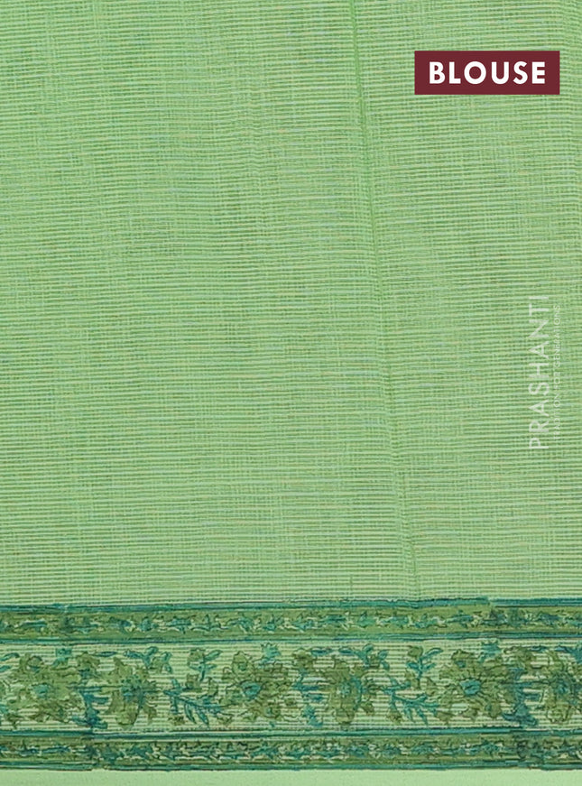Kota doria saree green with allover butta prints and printed border