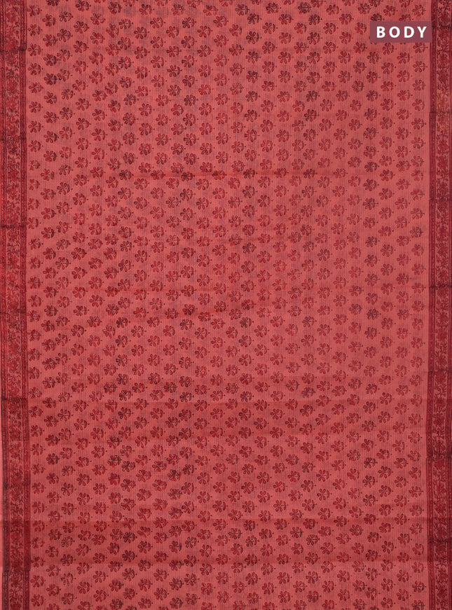 Kota doria saree peach shade with allover butta prints and printed border