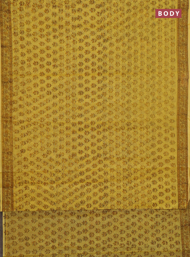 Kota doria saree yellow with allover butta prints and printed border