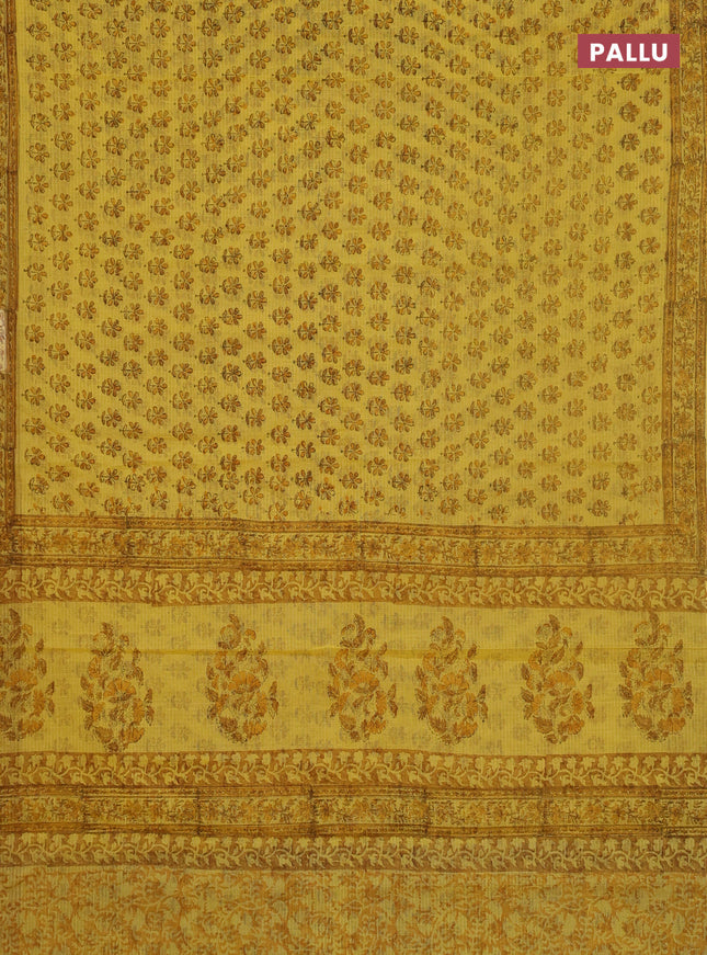 Kota doria saree yellow with allover butta prints and printed border