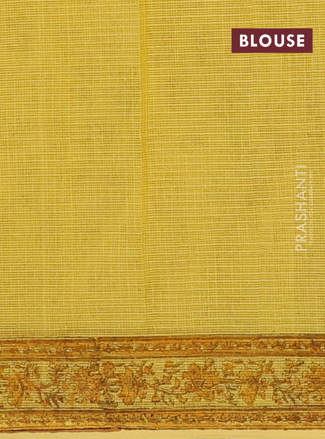 Kota doria saree yellow with allover butta prints and printed border