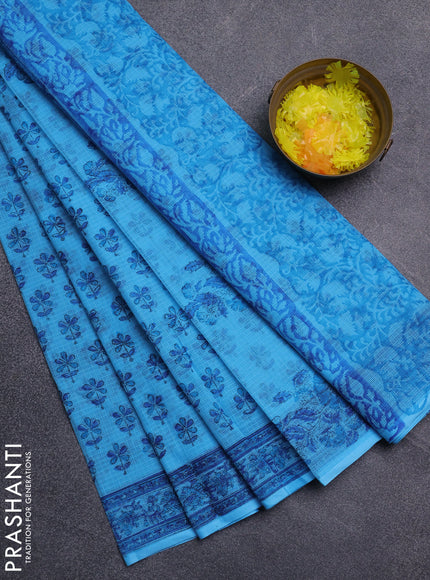 Kota doria saree cs blue with allover butta prints and printed border