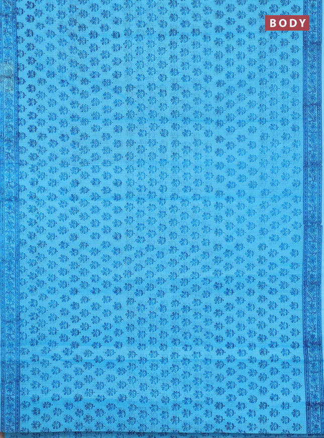 Kota doria saree cs blue with allover butta prints and printed border