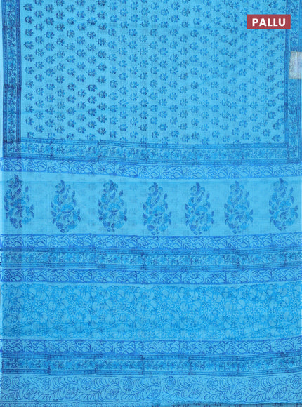 Kota doria saree cs blue with allover butta prints and printed border