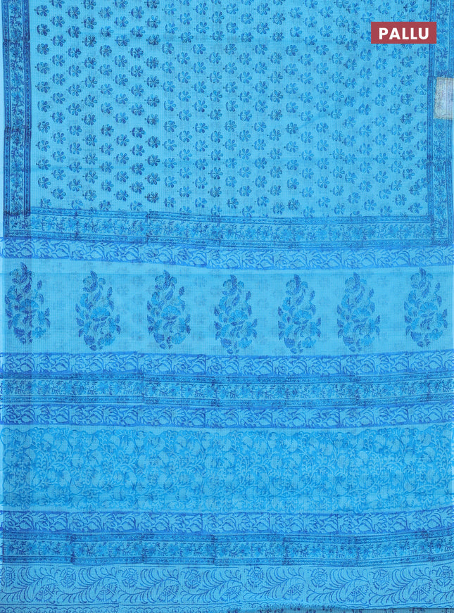 Kota doria saree cs blue with allover butta prints and printed border
