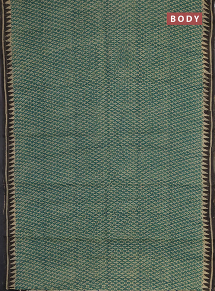 Kota doria saree green and black with allover prints and printed border