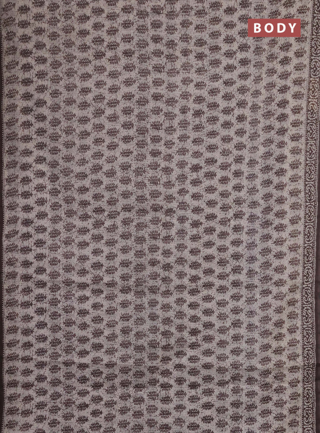 Kota doria saree off white and brown with allover butta prints and printed border