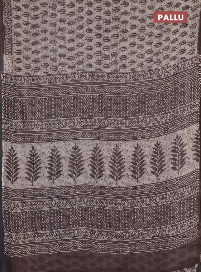 Kota doria saree off white and brown with allover butta prints and printed border