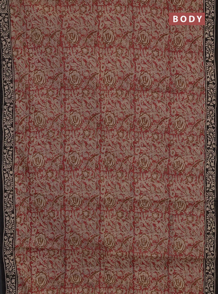 Kota doria saree maroon and black with allover prints and printed border