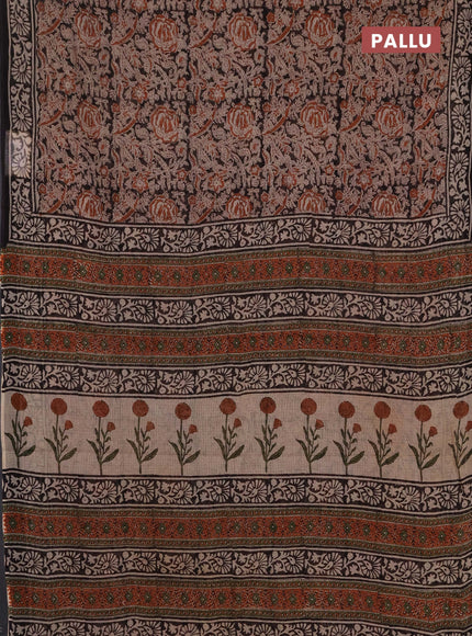 Kota doria saree black with allover prints and printed border