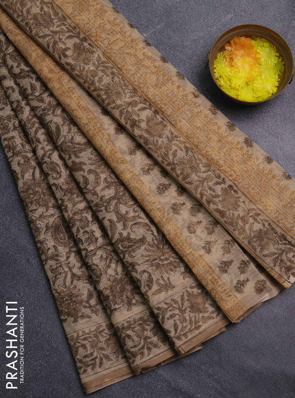 Kota doria saree sandal with allover prints and printed border
