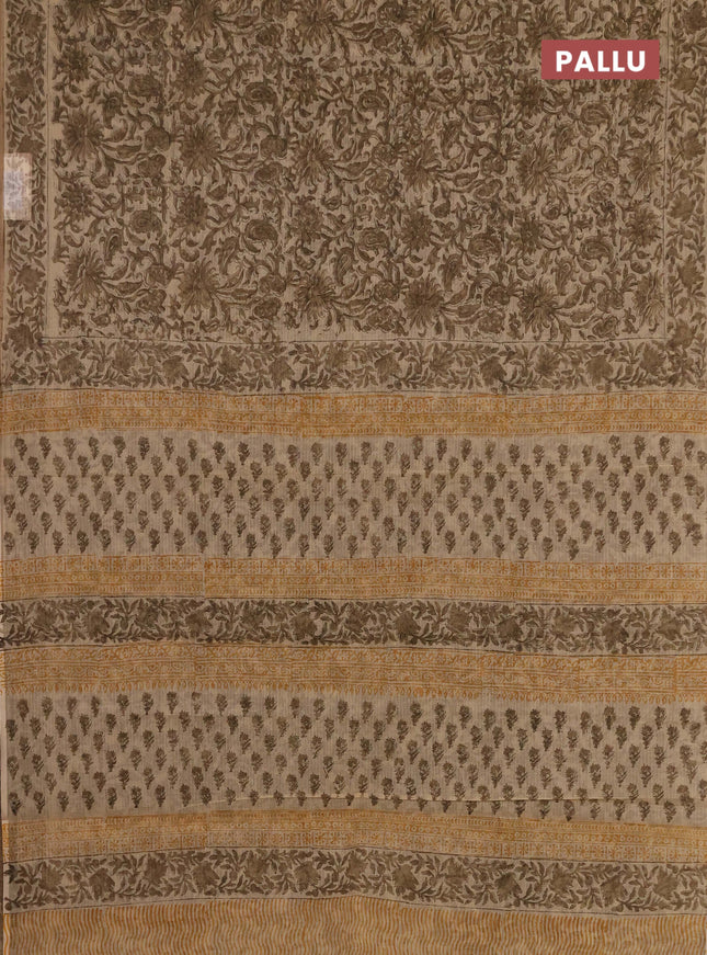 Kota doria saree sandal with allover prints and printed border