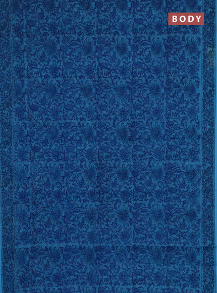 Kota doria saree blue with allover prints and printed border