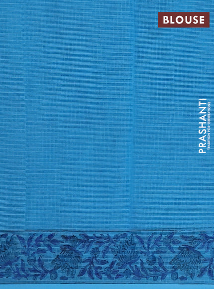 Kota doria saree blue with allover prints and printed border