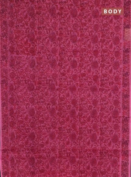 Kota doria saree pink with allover prints and printed border