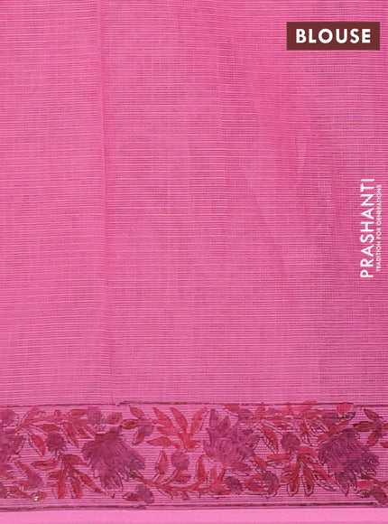 Kota doria saree pink with allover prints and printed border