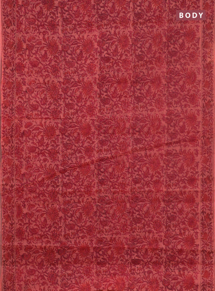 Kota doria saree peach shade with allover prints and printed border