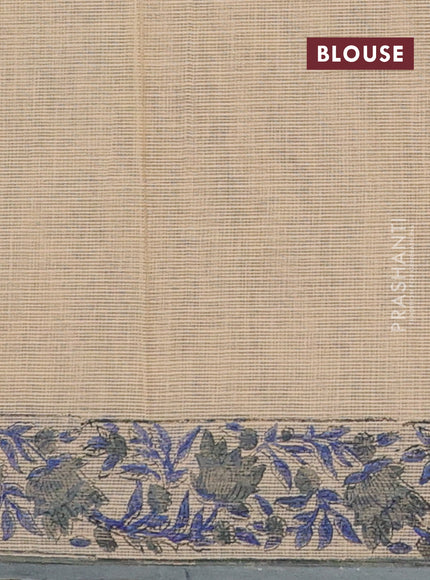 Kota doria saree sandal and blue with allover prints and printed border