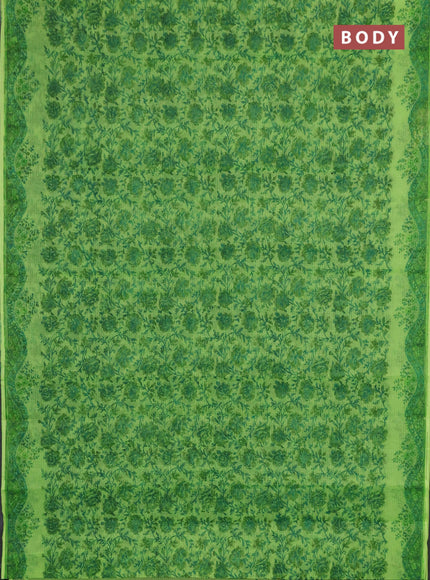 Kota doria saree light green with allover prints and printed border