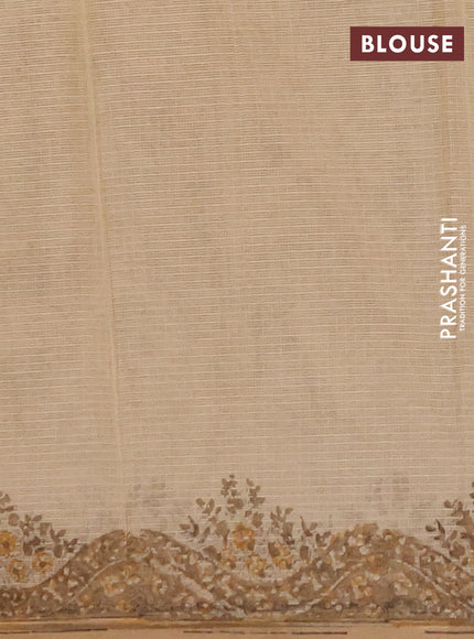 Kota doria saree brown with allover prints and printed border