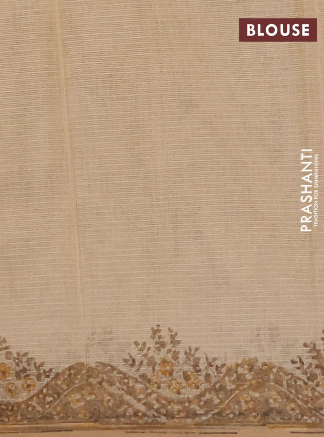 Kota doria saree brown with allover prints and printed border
