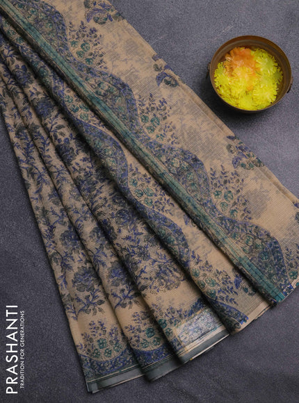 Kota doria saree sandal with allover prints and printed border