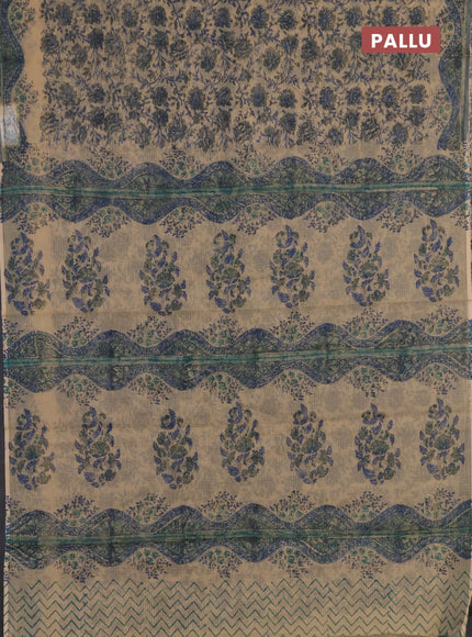 Kota doria saree sandal with allover prints and printed border